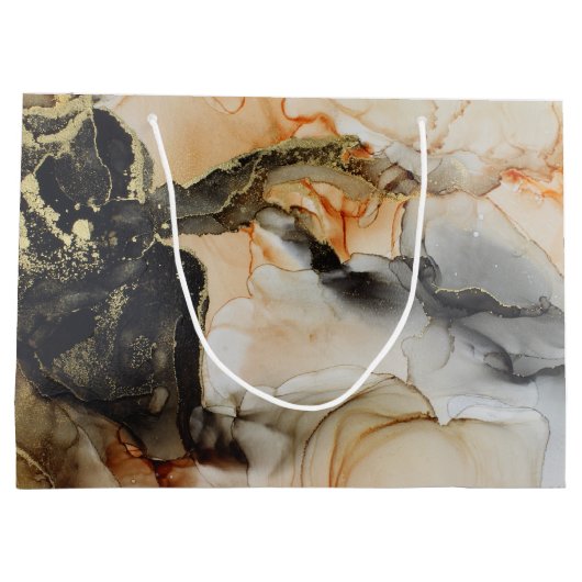 ブラック金ゴールドオレンジエーテル抽象芸術ラージ抱き枕 ラージペーパーバッグ (裏面)