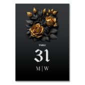 ブラック金ゴールドオレンジバラゴシック結婚モノグラム テーブルナンバー (裏面)