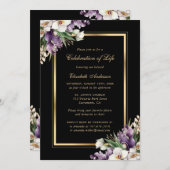 ブラック金ゴールドオーキッドフローラお祝いの写真 招待状 (正面/裏面)