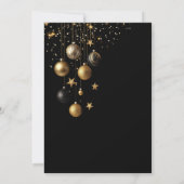 ブラック金ゴールドオーナメントスパークルスタークリスマスパーティー 招待状 (裏面)