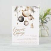 ブラック金ゴールドオーナメント交換クリスマスパーティー 招待状 (スタンド正面)
