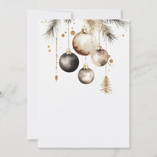 ブラック金ゴールドオーナメント交換クリスマスパーティー 招待状 (裏面)