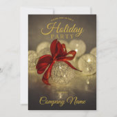 ブラック金ゴールドオーナメント企業のホリデーパーティー 招待状 (正面)