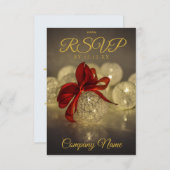 ブラック金ゴールドオーナメント企業のホリデーパーティ  出欠カード (正面/裏面)