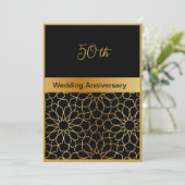 ブラック金ゴールドオーナメント50結婚thアニバーサリーカード (スタンド正面)