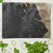 ブラック金ゴールドカウボーイ女性のカーボーイコウィドモノグラム キッチンタオル (折り畳み)