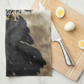 ブラック金ゴールドカウボーイ女性のカーボーイコウィドモノグラム キッチンタオル (四つ折り)