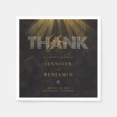 ブラック金ゴールドカクテルナ結婚プキンスパーソナライズされたズ スタンダードカクテルナプキン (正面)