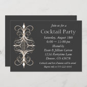 ブラック金ゴールドカクテルパーティー 招待状 (正面/裏面)