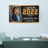 ブラック金ゴールドカスタムスクールロゴ写真卒業 横断幕 (トレードショー)