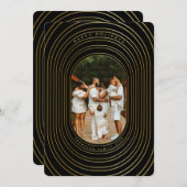 ブラック金ゴールドカスタムフォトファミリークリスマスカード (正面/裏面)