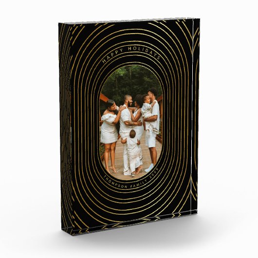 ブラック金ゴールドカスタムフォトファミリークリスマスブロック フォトブロック (左)