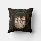 ブラック金ゴールドカスタムフォトファミリークリスマス クッション (裏面)