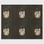 ブラック金ゴールドカスタムフォトファミリークリスマス ラッピングペーパー (フラット)