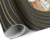 ブラック金ゴールドカスタムフォトファミリークリスマス ラッピングペーパー (ロールコーナー)