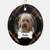 ブラック金ゴールドカスタムプレイドPET子犬の写真 セラミックオーナメント (左)