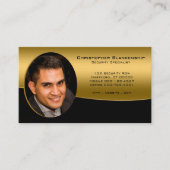 ブラック金ゴールドカスタムプロフェッショナル写真QRコード 名刺 (正面)