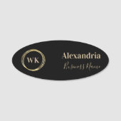 ブラック金ゴールドカスタムモノグラム従業員 名札 (正面)