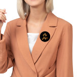 ブラック金ゴールドカスタムロゴイメージ事業 缶バッジ<br><div class="desc">独自のビジネスロゴを追加。黒い背景。ビジネスとブランドのプロモーションに最適</div>