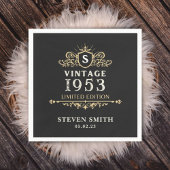 ブラック金ゴールドカスタムヴィンテージ1953年70誕生日 スタンダードカクテルナプキン