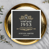 ブラック金ゴールドカスタムヴィンテージ1953年70誕生日 スタンダードカクテルナプキン