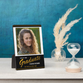 ブラック金ゴールドカスタム卒業写真記念 フォトプラーク