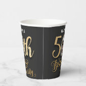 ブラック金ゴールドカスタム文字写真50thバースデーパーティー 紙コップ (右)