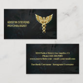 ブラック金ゴールドカドゥセウス記号メディカル 名刺 (正面/裏面)