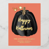 ブラック金ゴールドカボチャハッピーハローウィン 箔シーズンポストカード (正面)