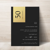 ブラック金ゴールドカラーブロックビジネス記念日パーティー 招待状