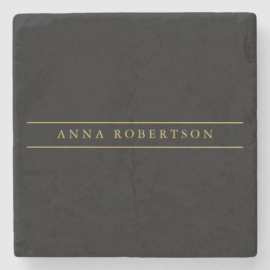 ブラック金ゴールドカラープロフェッショナルシックミニマリスト ストーンコースター (正面)