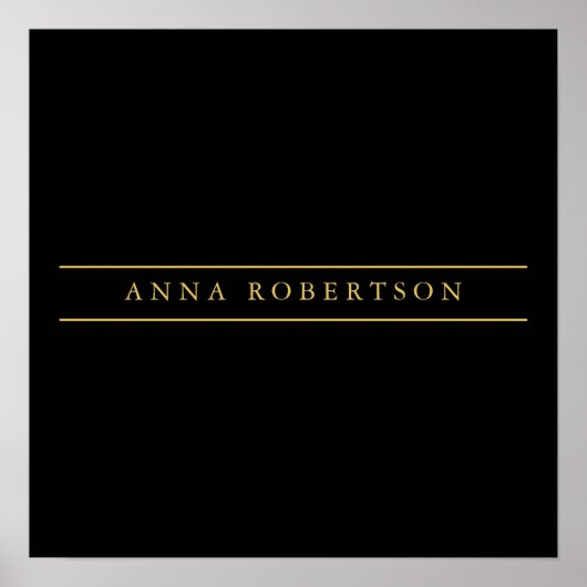 ブラック金ゴールドカラープロフェッショナルシックミニマリスト ポスター (正面)