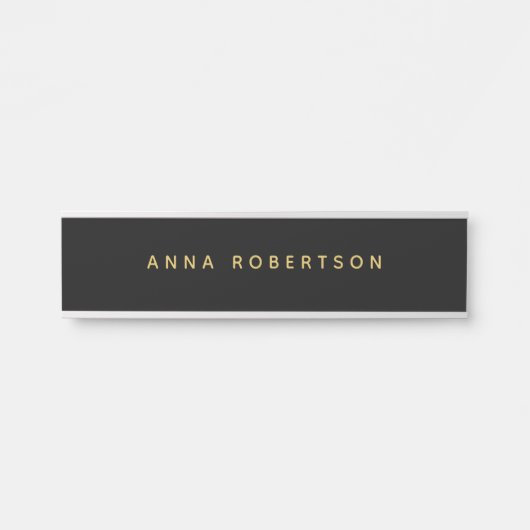 ブラック金ゴールドカラープロフェッショナルトレンディーミニマリスト サインプレート (正面)