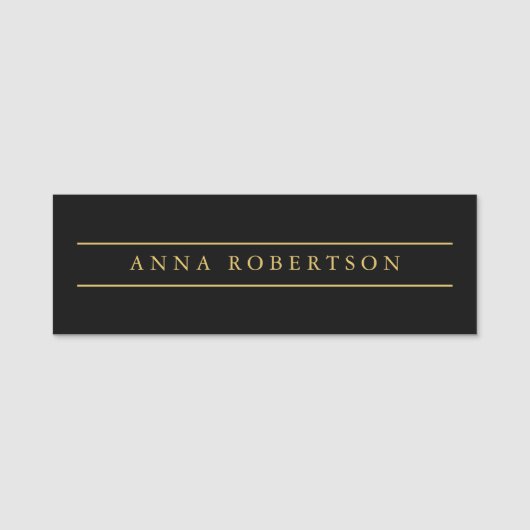 ブラック金ゴールドカラープロフェッショナルトレンディーミニマリスト 名札 (正面)