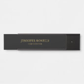 ブラック金ゴールドカラープロフェッショナルトレンディーモダンプレーン サインプレート (正面)