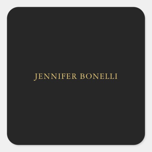 ブラック金ゴールドカラープロフェッショナルトレンディーモダンプレーン スクエアシール (正面)