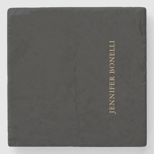 ブラック金ゴールドカラープロフェッショナルトレンディーモダンプレーン ストーンコースター (正面)