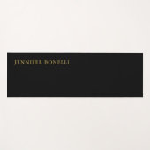 ブラック金ゴールドカラープロフェッショナルトレンディーモダンプレーン ヨガマット (正面(横))