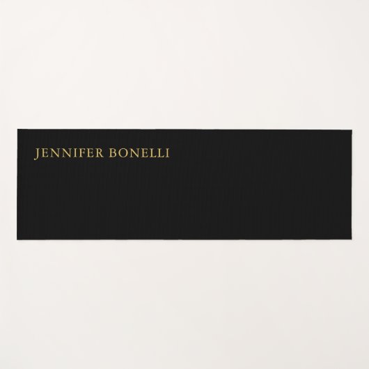 ブラック金ゴールドカラープロフェッショナルトレンディーモダンプレーン ヨガマット (正面(横))