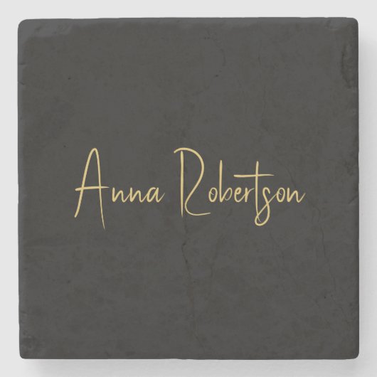 ブラック金ゴールドカラープロフェッショナルトレンディー書道 ストーンコースター (正面)