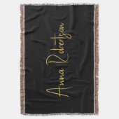 ブラック金ゴールドカラープロフェッショナルトレンディー書道 スローブランケット (正面縦)