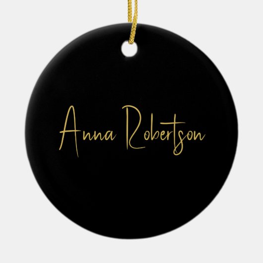 ブラック金ゴールドカラープロフェッショナルトレンディー書道 セラミックオーナメント (正面)