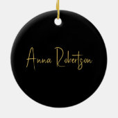 ブラック金ゴールドカラープロフェッショナルトレンディー書道 セラミックオーナメント (裏面)