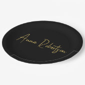 ブラック金ゴールドカラープロフェッショナルトレンディー書道 ペーパープレート (アングル)