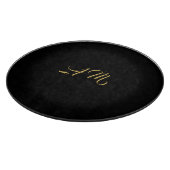 ブラック金ゴールドカラーモノグラムイニシャル書道 カッティングボード (角)