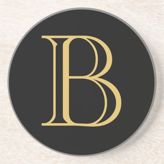ブラック金ゴールドカラーモノグラムプロフェッショナル書道 コースター (正面)