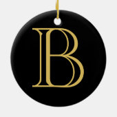 ブラック金ゴールドカラーモノグラムプロフェッショナル書道 セラミックオーナメント (裏面)