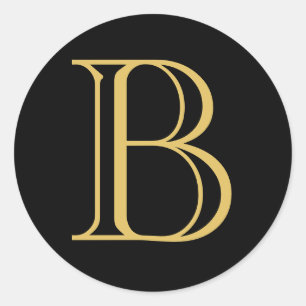 ブラック金ゴールドカラーモノグラムプロフェッショナル書道 ラウンドシール