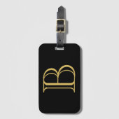 ブラック金ゴールドカラーモノグラムプロフェッショナル書道 ラゲッジタグ (正面縦)