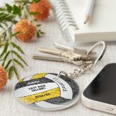 ブラック金ゴールドガーリースカスタムポーツバレーボール キーホルダー (正面右)